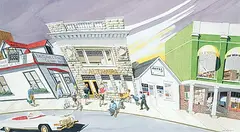 Mark Farand, Untitled - Eau Claire and Bow River Calgary Water & Power Co., watercolour on paper