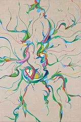 Alex Janvier, Birds Groups, acrylic on canvas