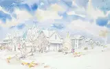 Janet Mitchell, Untitled - Our Street, watercolour on paper
