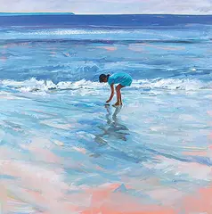 Colleen M. O'Brien, Picking up Stones on a Mexican Beach, 2014, acrylic on canvas
