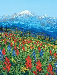 Randolph T. Parker, Pinnacle, Trophy Mountains, Wells Gray, acrylic on wood board