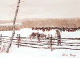 My Grandfather Had So Many Cows by Allen Sapp, acrylic on canvas, sold Apr 2017