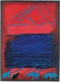 Maureen Enns, Biscuit and Chico in Motion, Kamcatka, 2001, mixed media on paper