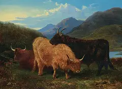 Aster Richard Chilton Corbould, In the Highlands, 1870, oil on wood board