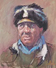 Guy Deel, Untitled - Portrait of a Skilled Trapper, oil on canvas