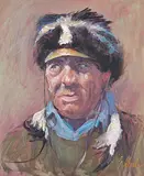 Guy Deel, Untitled - Portrait of a Skilled Trapper, oil on canvas
