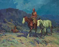 Jack Elmo King, Untitled - Scouting Party, oil on canvas