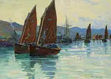 David Martin, Evening - Tarbert, oil on canvas board