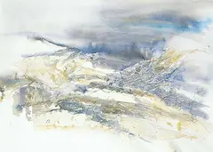 Jutta Alig, Untitled - Purple and Blue Abstract, mixed media on paper