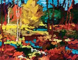 Lois Bauman, Kananaskis Autumn, oil on wood board