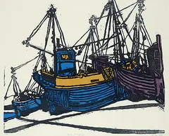 Alistair Macready Bell, Boats at Hastings #3/40, 1980, colour wood block on paper
