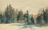 Frederick Simpson Coburn, Untitled - Forest Clearing in Winter, coloured pencil on paper