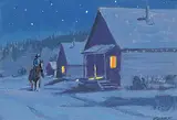 Peter Maxwell Ewart, Riding into Barkerville, oil on canvas board