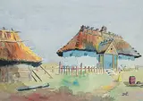 Zoe Mary H. Dunning, Untitled - Ukrainian House Near Vegreville, 1930, watercolour on paper