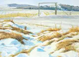 Guenther Heim, Untitled - Gate to the Ranch, watercolour on paper