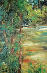Hans Herold, Reflections Near Vernon, oil on canvas