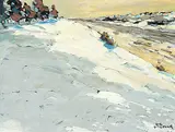 Hans Herold, South Saskachewan River, Saskatoon, oil on canvas board