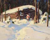 Harold Wellington McCrea, The Cabin, oil on wood board