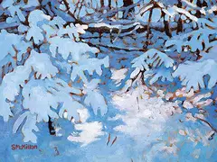 Coat of Snow by Shelley McMillan, oil on wood board, sold Apr 2017