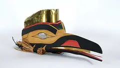 Patrick Amos, Mosquito with Abalone Inlay and Brass Mask, 1989, mixed media carving