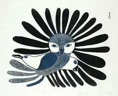 Kenojuak Ashevak, Triumvirate #14/50, 1968, colour stonecut on paper