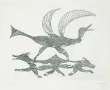 Johnniebo Ashevak, Untitled - Bird and Animals #13/50, 1962, etching on paper