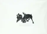 Tivi Etok, Untitled - Hunter and Elk #12/50, 1974, stonecut on paper