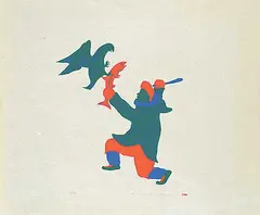 Thomassee Echalook, Fighting for a Fish #6/42, colour silkscreen on paper