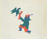 Thomassee Echalook, Fighting for a Fish #6/42, colour silkscreen on paper