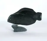 Abraham Hiqiniq, Arctic Char, black stone carving