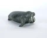 Timothy Kutchaka, Untitled - Walrus, grey stone with bone carving