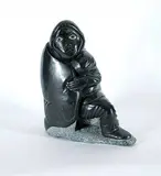 Conlucy Niviaxie, Hunter, dark grey stone carving