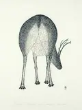 Caribou #88/200 by Kananginak Pootoogook, 1977, stonecut on paper, sold Mar 2017