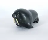 Sima Tukai, Untitled - Walrus, black and bone stone carving
