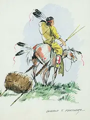 Gerald T. Tailfeathers, Indian Travois, 1952, watercolour and ink on paper