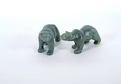 Mark Totan, Untitled - Green Stone Brother Bears, stone carving
