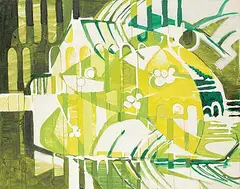 Gordon Adaskin, Untitled - Shades of Green, 1963, oil on canvas board