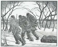 Henry Eric Bergman, Spirits of the Past #4/18, 1932, wood block on paper