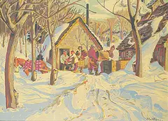 Albert Edward Cloutier, Sugar Time, Quebec, 1945, silkscreen on paper board