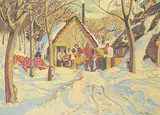 Albert Edward Cloutier, Sugar Time, Quebec, 1945, silkscreen on paper board