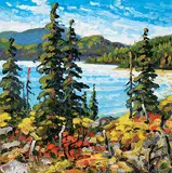 Shuswap Lake, September by Rod Charlesworth, oil on wood panel, sold Dec 2016