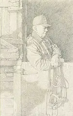 Patrick Douglass Cox, Study for ''Sizin' 'Em Up'', by William Fleming, charcoal on paper