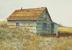 Leonard James Gibbs, Squatter's Cabin, 1969, watercolour on paper
