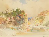 Otto Reinhold Jacobi, Untitled - River in the Canyon, 1869, watercolour on paper
