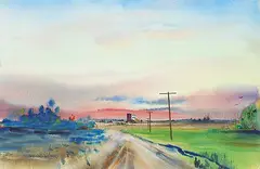 Cecil E. James, Untitled - Prairie Sunset, 1974, watercolour on paper