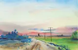 Cecil E. James, Untitled - Prairie Sunset, 1974, watercolour on paper