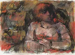 LeRoy Hackett Jensen, Untitled - Pensive Figure, 1989, pastel on paper