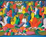 Jasmin Joseph, Untitled - Colourful Marketplace, acrylic on canvas