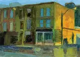 Alasdair Burns Monro, Queen St. #10 Toronto, oil on paper