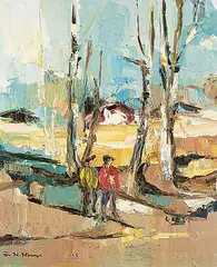 Eva Mossoni, Untitled - On the Way to School, oil on canvas